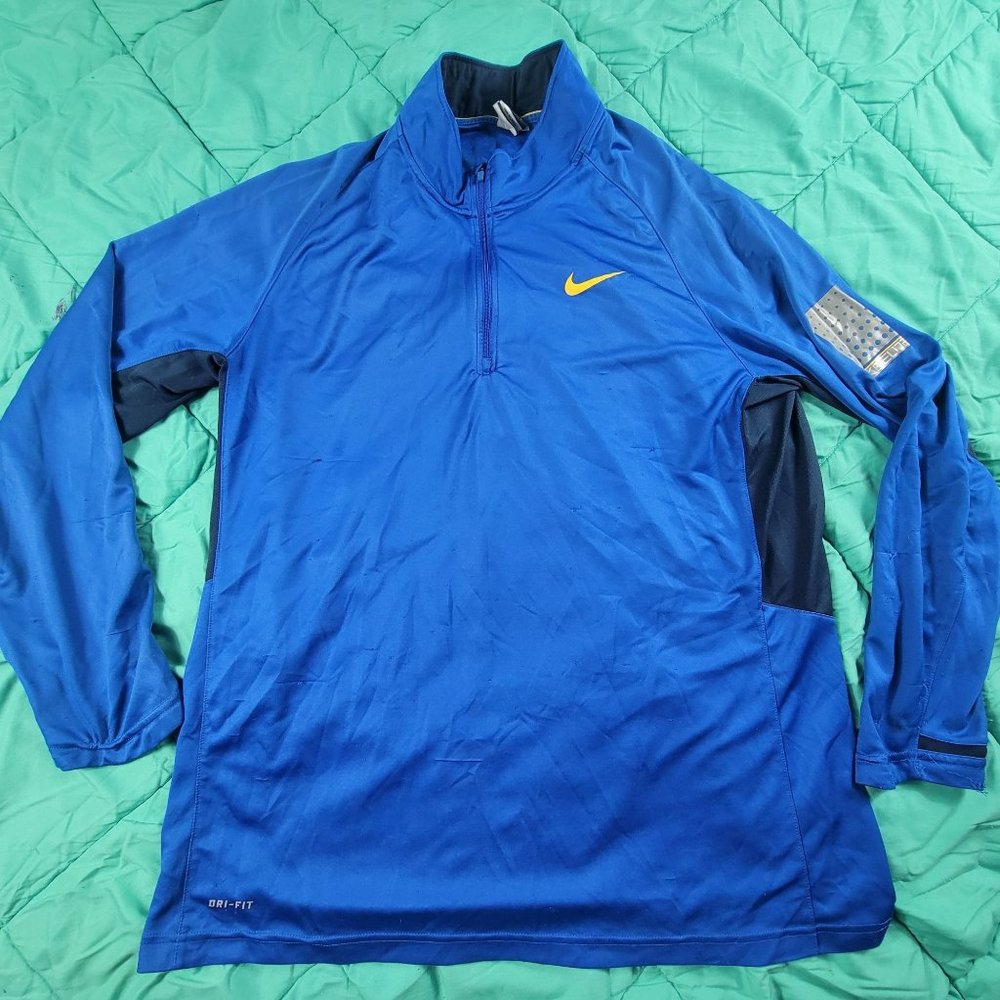 Nike Elite Mens 2XL XXL Blue Basketball Pullover Shirt 1/4 Zip Athletic Casual